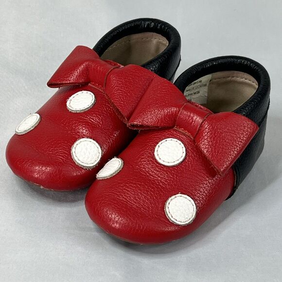 Disney MONKEY FEET MICKEY MOUSE Red Leather Shoes Size 12-18 Months. Unisex New - Picture 2 of 10